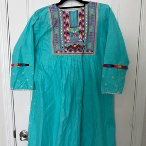 Embroidered Turquoise Kurta